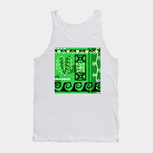 Green Hawaiian Patterns Tank Top